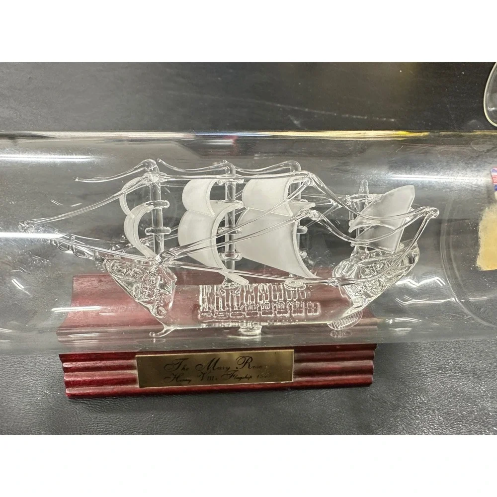 Mary Rose Glass Ship In A Bottle Maritime Henry VIII Flagship 1545 - Picture 2 of 9